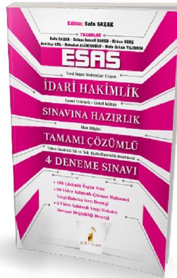 Esas İdari Hakimlik Sınavına Hazırlık Tamamı Çözümlü 4 Deneme Sınavı