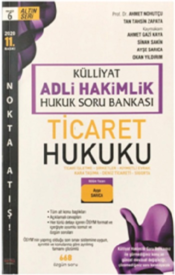 Savaş Yayınları KÜLLİYAT Ticaret Hukuku Soru Bankası Adli Hakimlik