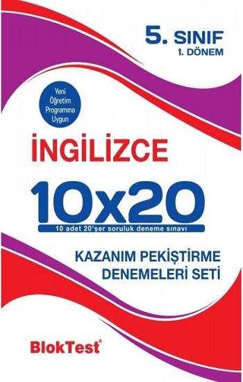 5.Sınıf Bloktest 1.Dönem İngilizce 10x20 Kazanım Pekiştirme Denemeleri Seti