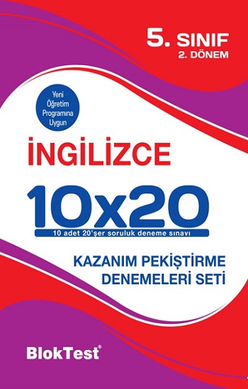 5.Sınıf Bloktest 2.Dönem İngilizce 10x20 Kazanım Pekiştirme Denemeleri Seti