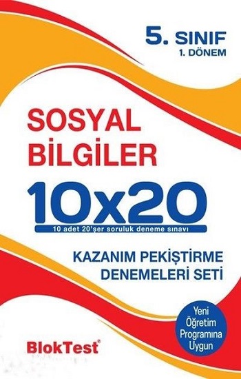 5.Sınıf Bloktest 1.Dönem Sosyal Bilgiler 10x20 Kazanım Pekiştirme Denemeleri Seti