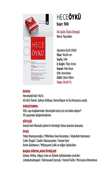 Hece İki Aylık Öykü Dergisi Sayı 100 Ağustos-Eylül 2020