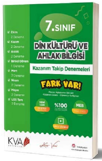 7. Sınıf Din Kültürü ve Ahlak Bilgisi Fark Var Kazanım Takip Denemeleri