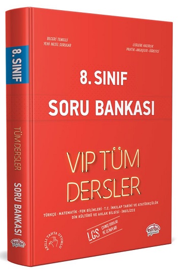 8. Sınıf VIP Tüm Dersler Soru Bankası Kırmızı Kitap