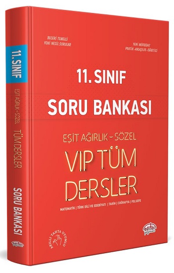 11. Sınıf VIP Tüm Dersler Eşit Ağırlık-Sözel Soru Bankası Kırmızı Kitap