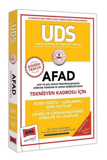 2020 UDS AFAD Teknisyen Kadrosu İçin Konu Özetli Çıkmış ve Çıkması Muhtemel Sorular