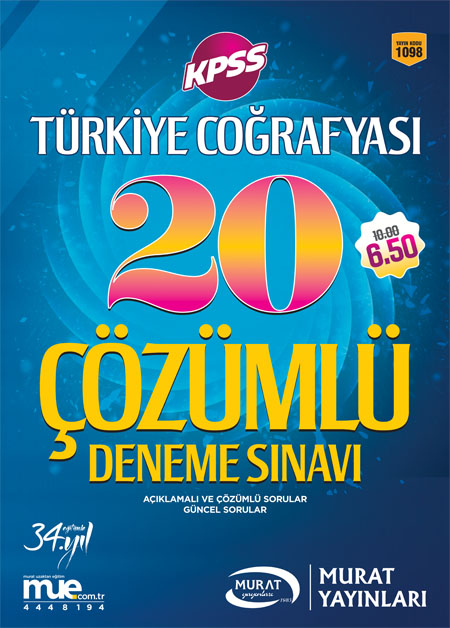 1098 - Türkiye Coğrafyası 20 Çözümlü Deneme Sınavı