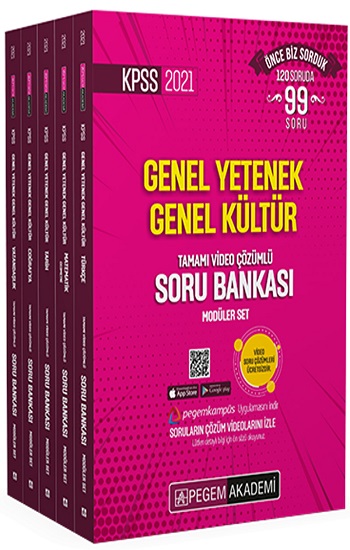 2021 KPSS Genel Yetenek Genel Kültür Tamamı Video Çözümlü Soru Bankası Modüler Set (5 Kitap)