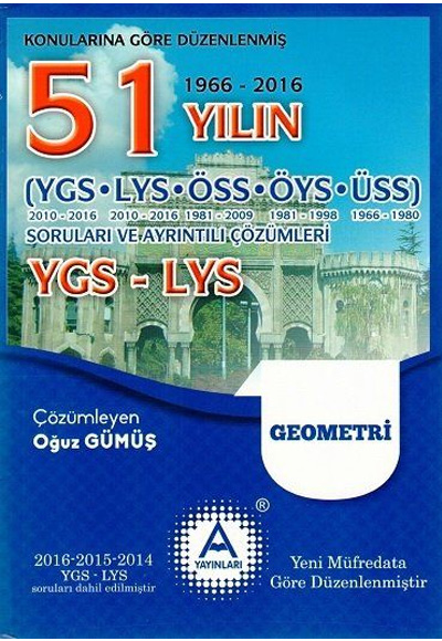 Konularına Göre Düzenlenmiş 50 Yılın YGS-LYS Geometri Analitik Geometri Soruları ve Ayrıntılı Çözümleri