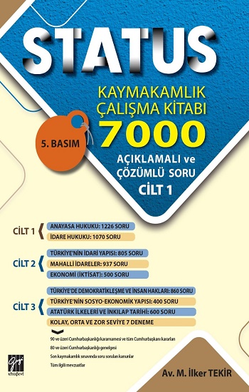 Status Kaymakamlık Çalışma Kitabı 7000 Açıklamalı ve Çözümlü Soru (3 Cilt)