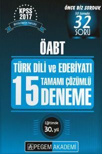 Pegem 2017 ÖABT Türk Dili ve Edebiyatı Tamamı Çözümlü 15 Deneme