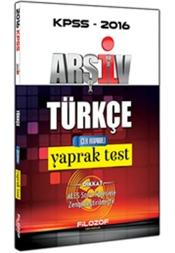 Filozof Yayıncılık 2016 KPSS Arşiv Türkçe Çek Koparlı Yaprak Test