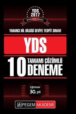 2017 YDS Tamamı Çözümlü 10 Deneme Pegem Yayınları