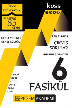 Pegem 2018 KPSS Önlisans Tamamı Çözümlü 2006 - 2016 6 Fasikül Çıkmış Sorular