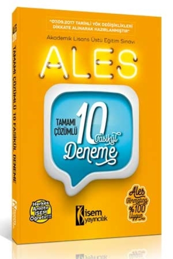 İsem 2018 ALES Tamamı Çözümlü 10 Fasikül Deneme