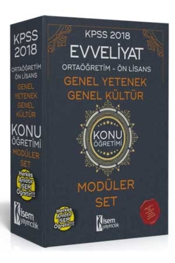 İsem 2018 KPSS Ortaöğretim Ön Lisans Evveliyat Genel Yetenek Genel Kültür Konu Anlatımlı Modüler Set