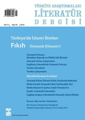 Türkiye Araştırmaları Literatür Dergisi Cilt 11 Sayı: 22