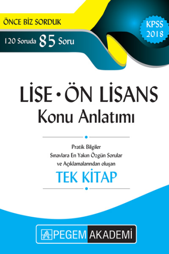 2018 KPSS Lise Ön Lisans Konu Anlatımı Tek Kitap