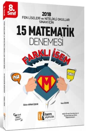 İsem Yayıncılık 8. Sınıf Fen Liseleri ve Nitelikli Okullar Sınavı İçin Matematik 15 Deneme