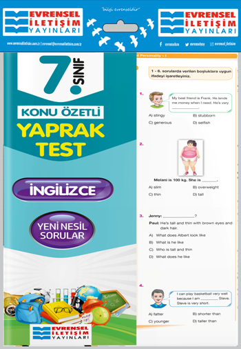 Evrensel 7. Sınıf İngilizce Konu Özetli Yaprak Test