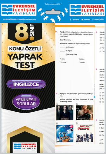 Evrensel 8. Sınıf İngilizce Konu Özetli Yaprak Test