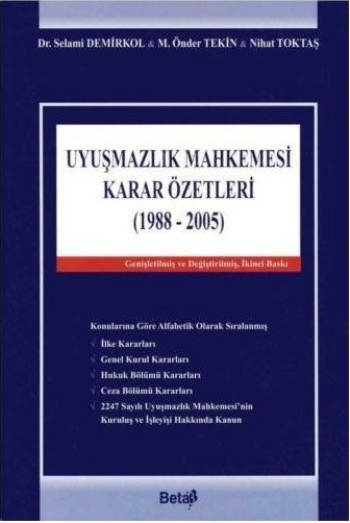 Uyuşmazlık Mahkemesi Karar Özetleri (1988-2005)